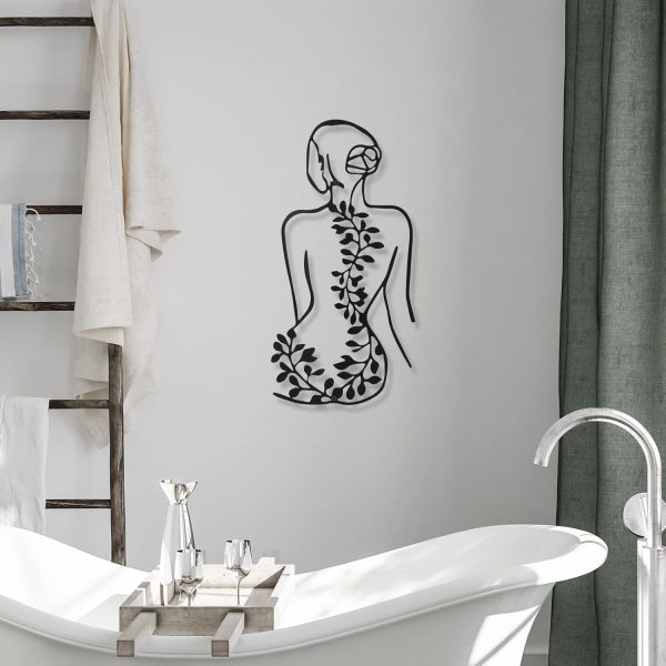 factory direct therwen 4 metal wall art decor minimalist abstract woman single line drawing wall art female home decor hanging art print for bedroom bathroom living room, black 17 x 10 in(stylish style) volume discount
