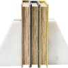 supplier direct main + mesa marble geometric bookends with wood inlay, white wholesale prices