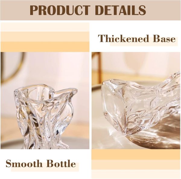 oem/odm services 6 inch small glass flower vase, irregular clear flower vases for centerpiece table indoor desk decor, modern art decorative vase for home office wedding bookshelf housewarming gift affordable bulk deals