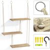 bulk purchase fixwal hanging shelves for wall, 3 tier boho wall decor plant rack floating shelves rope rustic wood organizer storage hanger for aesthetic home bedroom kitchen bathroom- rustic brown trade price