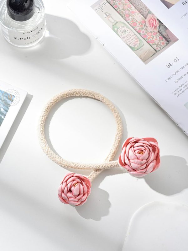 bulk purchase suq i ome 2 pieces of handmade artificial flower curtain holdbacks clips window drape twist tie backs for women, girls bedroom decorative draperies holdbacks (pink) factory discount