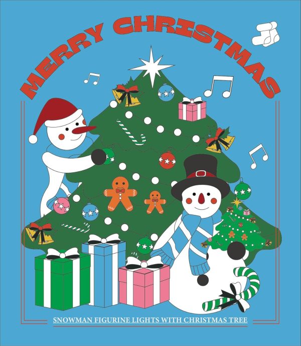 dropship from factory istatue resin snowmen figurines with lighted christmas tree and wreath 5'' - set of 2 battery operated - holiday decorations home decor (snowman) mass production supply