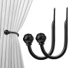 bulk purchase hion curtain holdbacks black 2pcs, curtain tiebacks wall mounted curtain hooks holders for drapes factory discount