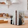 supplier direct black kitchen bookends 5.9 x 3.9 x 3.9 inch spoon decorative cookbook metal book ends with non-slip mat metal cookbook storage books stoppers metal kitchen cookbook holder for shelves kitchen book wholesale prices