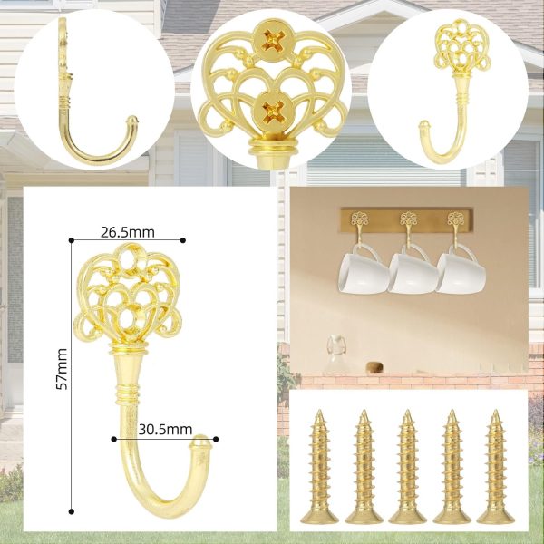 competitive pricing wodegift 10 pcs vintage wall hooks, bohemian wall hooks, metal wall hooks with screws for hanging coffee cups, coats, hats, bags, keys and room decorations(gold) one-stop wholesale