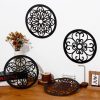 bulk purchase zzbakress 4 pcs wooden grainy rustic wall art farmhouse wall decor wooden exquisite hollow pattern wall decor elegant round wall art for living room dinner room kitchen bedroom hallway (black, rustic) trade price