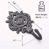 competitive pricing ambipolar indian leaf hook antique decorative vintage style heavy duty wall coat hooks pack of 3 .(matt grey) one-stop wholesale