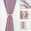 bulk purchase niceec 2 pack wooden ball magnetic curtain tiebacks boho home decor drape tie backs natural cotton hand woven rope curtain holdbacks for thin & thick home & office window draperies (beige) factory discount