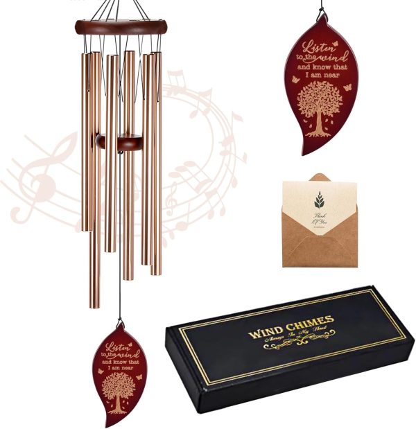producer to buyer wind chimes for outside, memorial wind chimes with engraved tree of life,sympathy gifts for loss of loved one, memorial gifts for loss of mom,bereavement gift idea,32”wind chimes outdoor garden discounted pricing