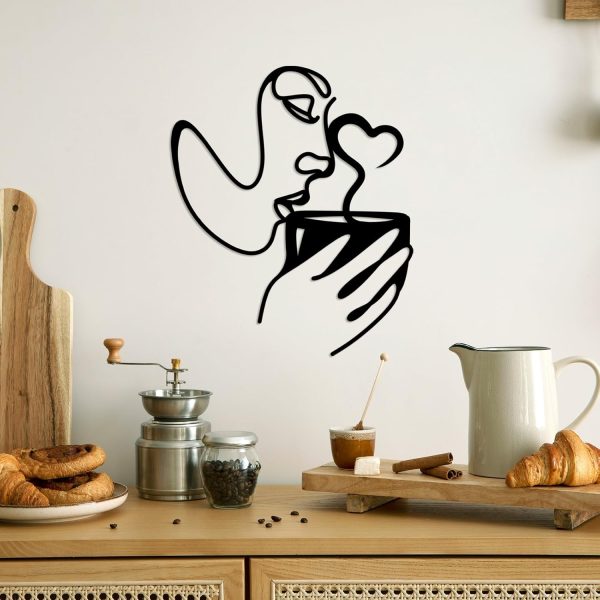 factory direct oubasa metal coffee wall art, kitchen home wall decor, minimalist woman coffee black wall decors modern art for office living room coffee bar decorations, thanksgiving housewarming gifts volume discount