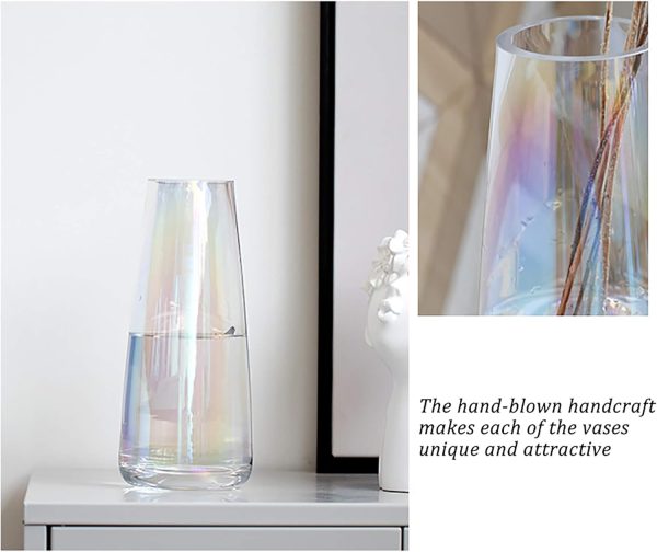 oem/odm services fantesticryan modern glass vase irised crystal clear glass vase for home office decor (neon clear) affordable bulk deals