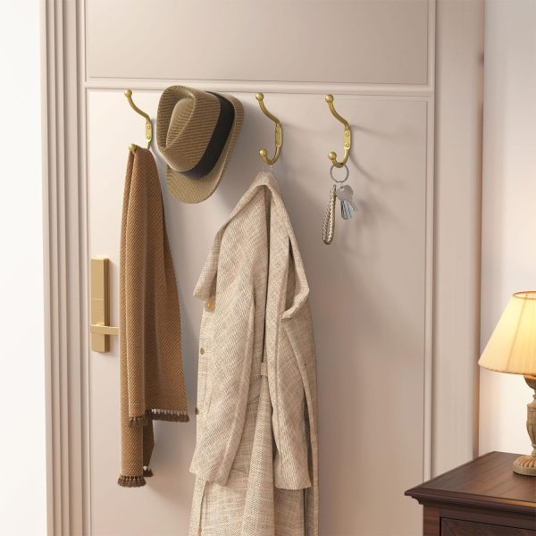 competitive pricing gold coat hooks wall mount - wall hooks for hanging, heavy duty hooks, mudroom hooks, metal hooks for hanging clothes, towels, hats, keys, coats,4 pack one-stop wholesale