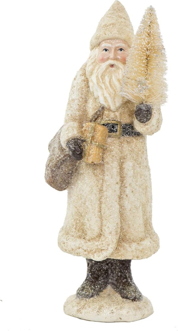 dropship from factory raz imports glittered resin santa figure (white) mass production supply