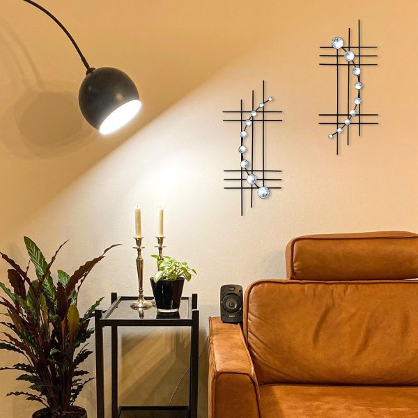 factory direct zexuiru 2 set bling metal wall art jeweled crystal hang wall decor rhinestone diamond iron abstract wall sculpture black volume discount