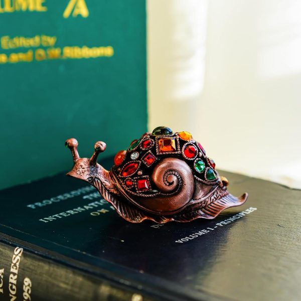 dropship from factory yu feng crystals bejeweled trinket box hand-painted brown snail animal figurine hinged jewelry box collectible for women mass production supply
