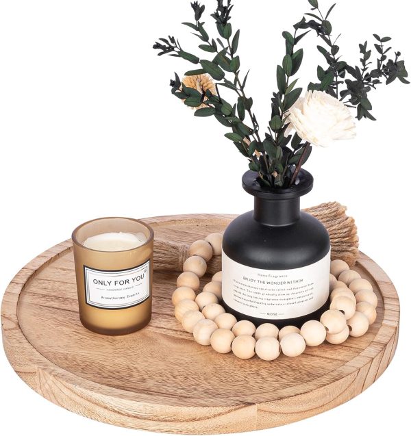 wholesale direct wood lazy susan organizer kitchen turntable for cabinet farmhouse bathroom decor round decorative tray for vanity, counter, sink, coffee table, 10 inch, brown bulk purchase at factory prices