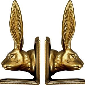 supplier direct fox run rabbit decorative bookend set, 100% iron, 4.7" x 4" x 8.6" heavy bookends wholesale prices