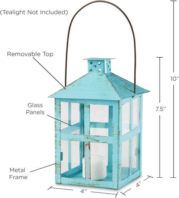 custom wholesale kate aspen vintage blue distressed large rustic lantern, 7.5 inch oem/odm services