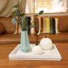 wholesale direct wood decorative coffee table serving tray, farmhouse rectangular tray with wooden bead for ottoman, entertaining, home decor, 15.7”*11.8”*1.57” (whitewashed) bulk purchase at factory prices
