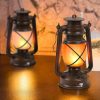 custom wholesale 2 pack vintage lantern flickering flame rechargeable led retro camping lights 4 modes remote control battery powered outdoor lamp hanging lanterns oem/odm services