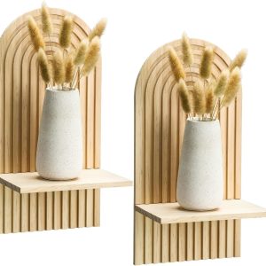 bulk purchase tatuo 2 pieces boho wooden rainbow wall shelves bohemian hanging shelf wall mount book shelf for living room bathroom bedroom classroom office nursery wall decor (classic) trade price