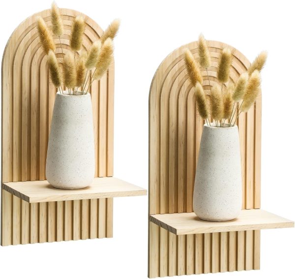 bulk purchase tatuo 2 pieces boho wooden rainbow wall shelves bohemian hanging shelf wall mount book shelf for living room bathroom bedroom classroom office nursery wall decor (classic) trade price