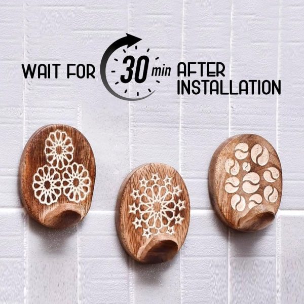 competitive pricing indian shelf 6 pack wood wall hooks- adhesive wall hooks -decorative wall hooks for hanging- boho wall hooks -sticky coat hooks wall mount- wooden towel hooks for bathroom wall mounted- style 1 one-stop wholesale