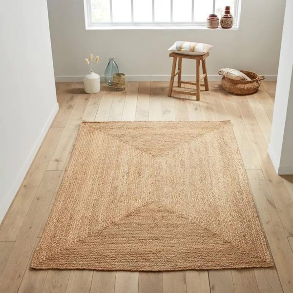 manufacturer direct mds hand woven jute area rug 2x4 feet - natural burlap braided reversible rectangular rugs for thanksgiving halloween christmas living room home entryway decor rustic farmhouse (2'x4') trade price
