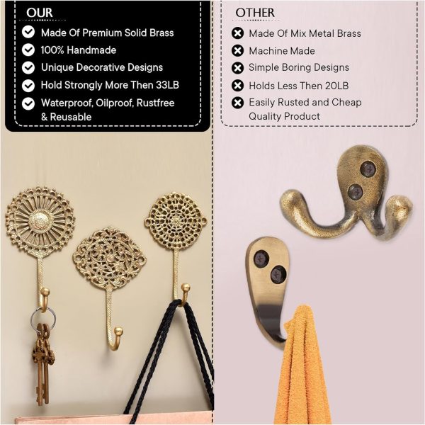 competitive pricing indian shelf 3 boho wall hooks decorative wall hooks brass wall hooks shabby chic key hooks holder coat rack wall mount gold wall hooks vintage wall hooks coat hooks for hanging coats gold hooks one-stop wholesale
