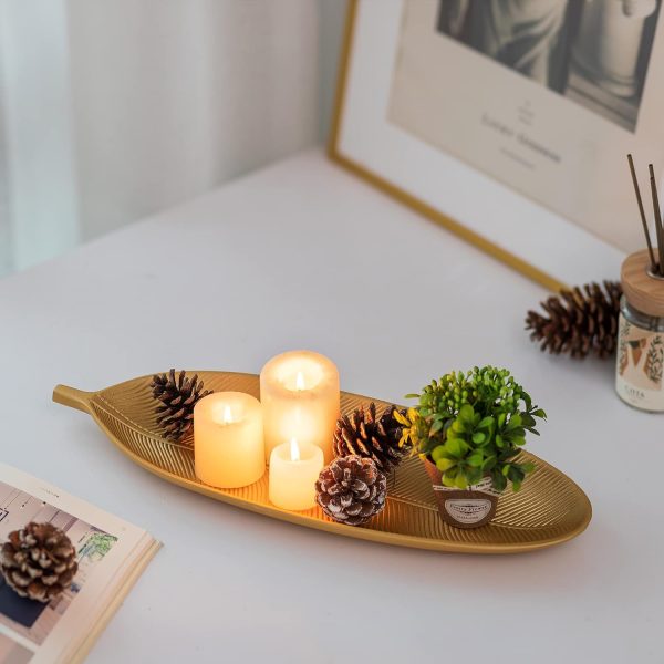 wholesale direct hanobe leaf wooden decorative tray: leaf shaped wood key tray decor leaves bowl for crystal small candle, gold bulk purchase at factory prices