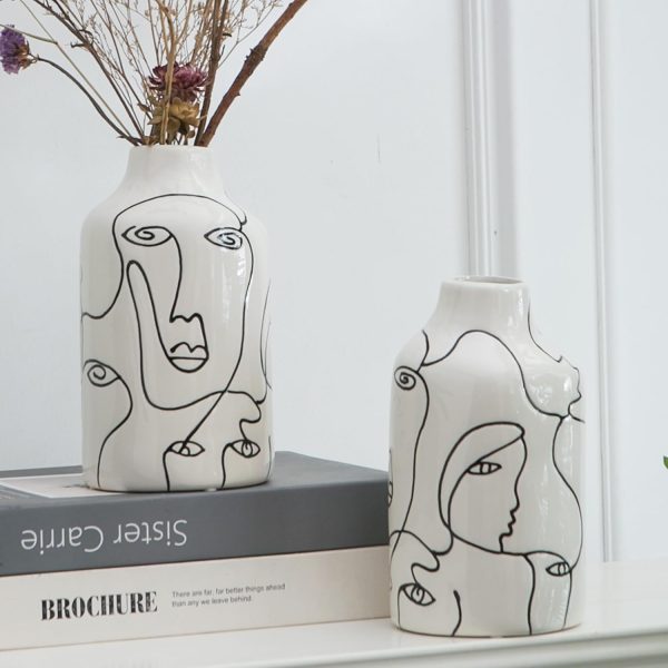 oem/odm services kimdio ceramic vase for home decor, abstract irregular design flower vase, living room decor minimalist decorative vases for pampas grass affordable bulk deals