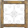 bulk purchase deco 79 wood scroll home wall decor window inspired wall sculpture with metal scrollwork relief, wall art 14" x 1" x 36", brown trade price