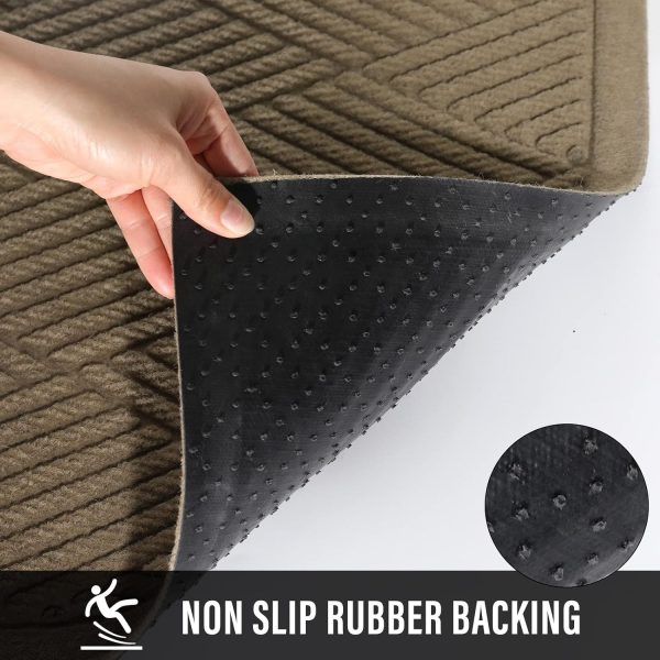 global sourcing sturdy front door mat, absorbent muddy dirt resist welcome door mats outdoor indoor, stain and fade resistant, non-slip rubber backing low profile doormat for entryway, 30×17, beige oem/odm services