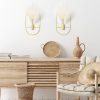 factory direct peryiter 2 pcs boho wall decor gold wall art hanging planters with artificial pampas wall mounted metal wall decor modern home decor display wall art bedroom bathroom living room(oval) volume discount