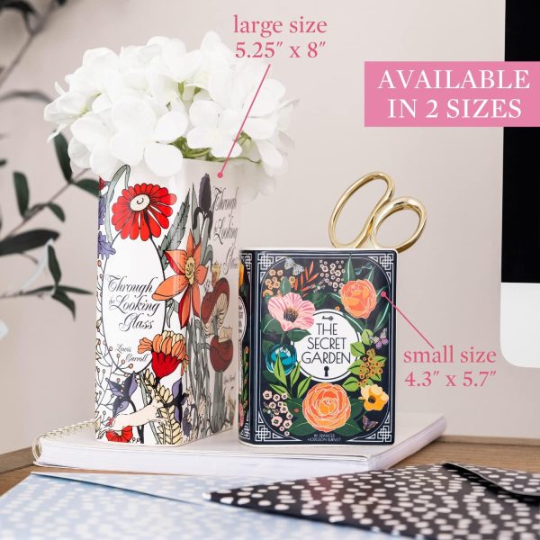 oem/odm services steel mill & co original book-shaped decorative vase, ceramic vases for home decor, cute bookshelf decor, unique vase for book lovers (small - secret garden) affordable bulk deals