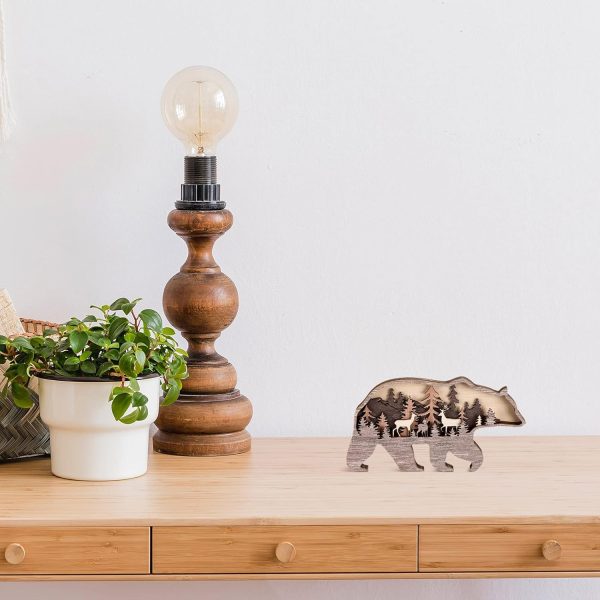 bulk purchase honoson forest animal rustic wall art decor wooden farmhouse wall decoration wooden animal decor wood forest and mountain ornaments for cabin bedroom living room decor(brown,bear style) trade price