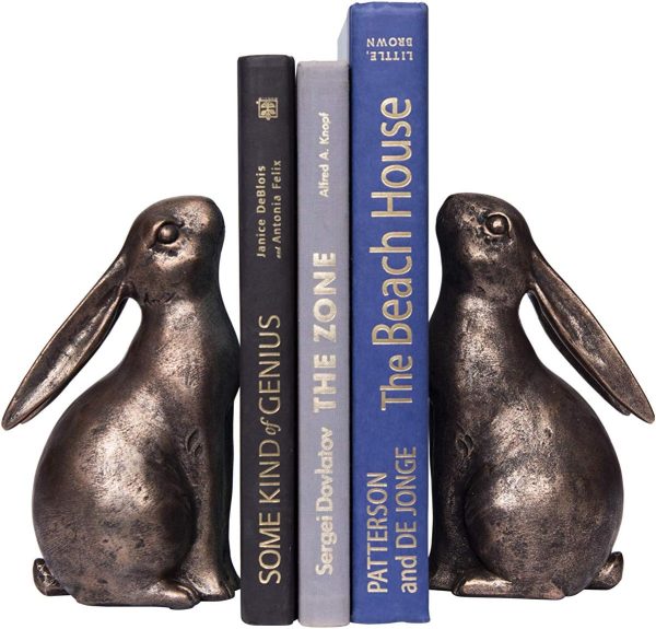 supplier direct creative co-op decorative resin rabbit bookends, bronze, set of 2 wholesale prices