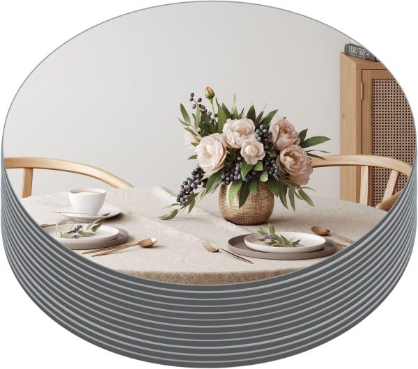 wholesale direct muzilife 10" round mirror candle plate set, 2 mm circle tables mirror trays - box of 12 glass candle plate set for table wedding centerpieces, party, festivals decor bulk purchase at factory prices