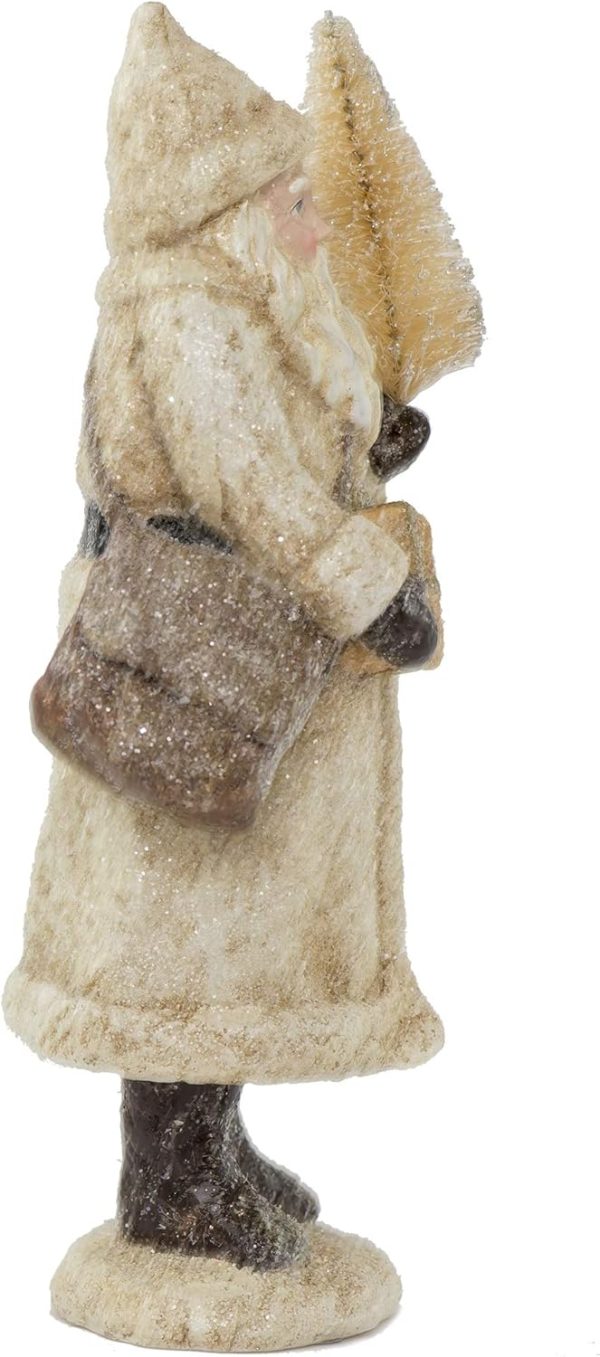 dropship from factory raz imports glittered resin santa figure (white) mass production supply