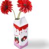 oem/odm services meant2tobe | milk carton vase - juice box planter design flower vase - cool lemon fruit home vase - a unique and artistic flower vase for small bunches - 2.7lx2.7wx9.75h in - red affordable bulk deals