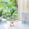oem/odm services glass bubble vases for flowers, hewory 2pcs pink unique cute single flower vase for centerpieces, funky aesthetic vase skinny bud vase, cool groovy decor for home living room bedroom office tabletop affordable bulk deals