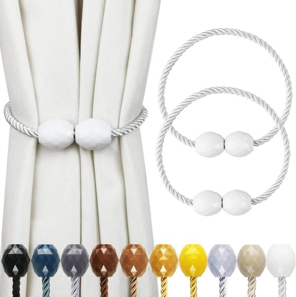 bulk purchase strong magnetic curtain tiebacks white 2 pack decorative tie backs outdoor curtain rope tiebacks elegant curtain holdbacks for drapes factory discount