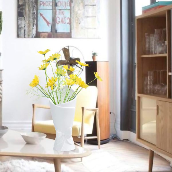 oem/odm services matte white bowknot ceramic vase, modern flower vases for home decor, pampas, living room, mantel, table decoration (model b) affordable bulk deals