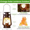 custom wholesale kooper solar lantern outdoor lights, vintage flickering flame solar lanterns lights outdoor waterproof, hanging outdoor solar lanterns lights, rechargeable lantern for camping christmas decor 2 pack oem/odm services