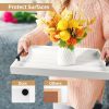 wholesale direct coffee table tray - large ottoman tray for living room - wood serving tray with handles(2 sets) - wooden tray for coffee table, 4 round coasters included, white bulk purchase at factory prices
