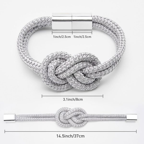 bulk purchase niceec 2 pack mini magnetic curtain tiebacks nordic simple style drape tie backs elegant hand weave rope knot decorative curtain holdbacks for home & office thin window drapery (silver grey) factory discount
