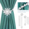 bulk purchase auleep magnetic curtain tiebacks, 4 pack magnetic decorative drapes curtain clips buckle, flower curtain tie back, european and american style (silver) factory discount