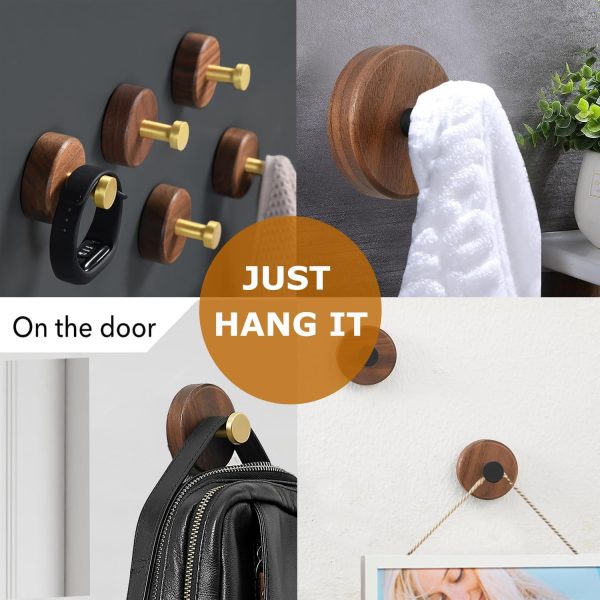 competitive pricing adhesive wooden wall hooks for hanging,3-pack modern coat hooks,farmhouse natural dark walnut wood hooks for hanging hats towels robe clothes keys bags... one-stop wholesale
