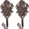 competitive pricing 2pcs wall hooks red copper rose pattern carved vintage drapery clothes key hook bathroom bedroom multi-function decorative hook with screws one-stop wholesale