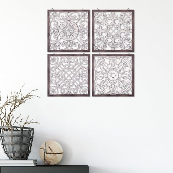 bulk purchase tatuo 4 pcs wood wall art wall decor farmhouse wall decor for living room wooden decorative wood panels modern wall plaque for home kitchen dining room(brown, white,square) trade price